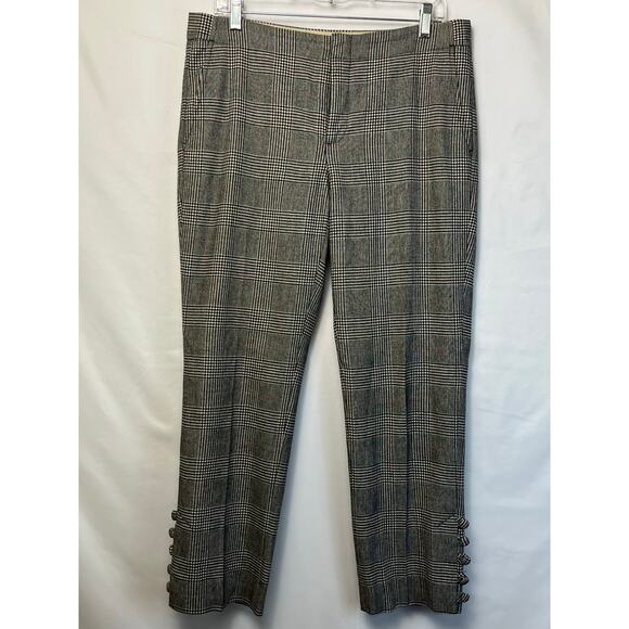 Banana Republic Women's Size 8 Black Plaid Avery Wool Blend Straight Leg Trouser - Picture 1 of 8
